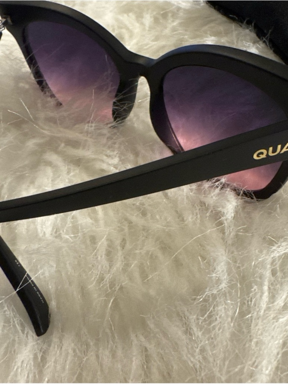 Quay Australia Matte Black Sunglasses with Purple Gradient Lenses